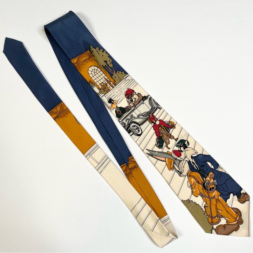 Designer Looney Tunes Blue and Orange Men's 100% Silk Tie
